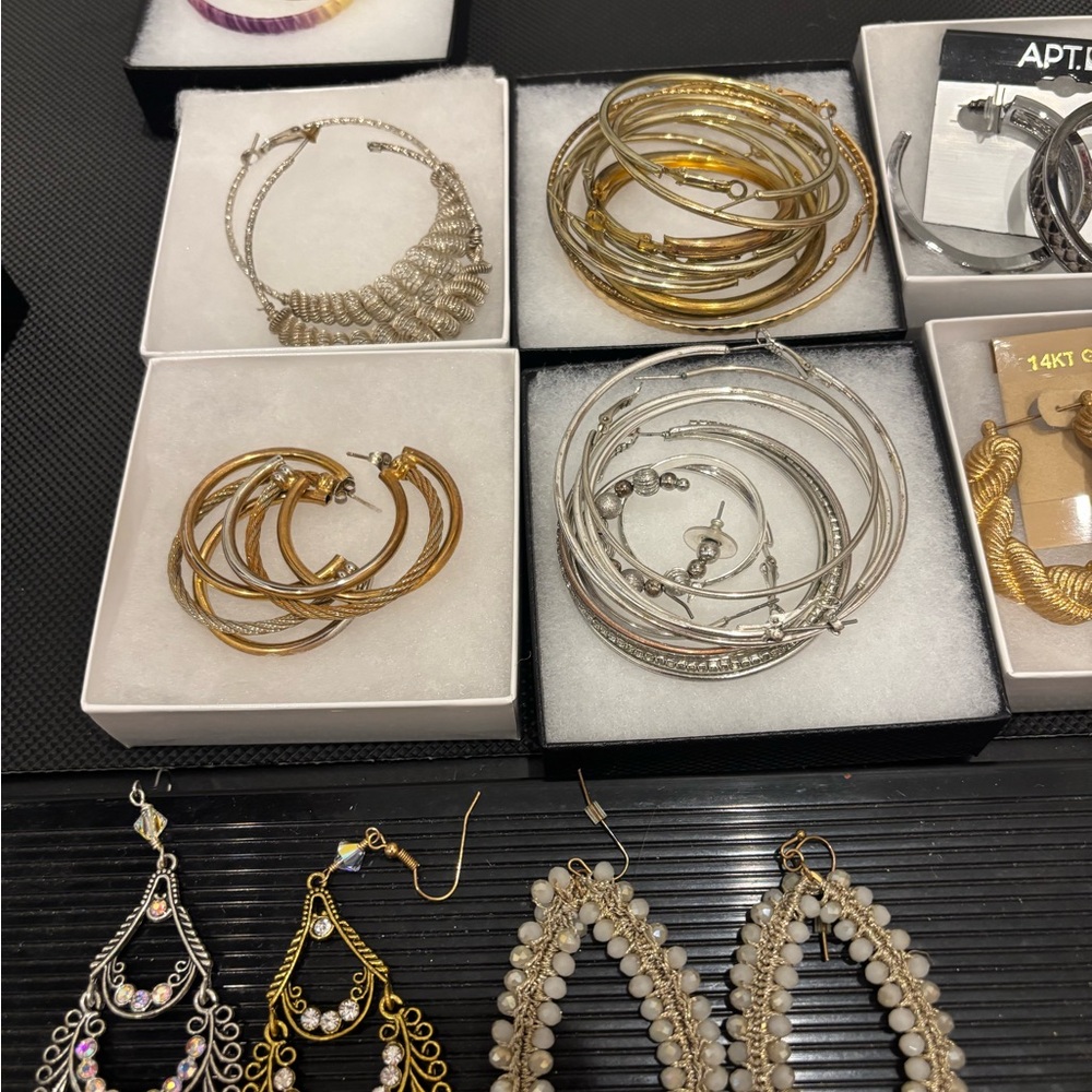 Massive Hoop Earring Lot – Gold & Silver, Mixed Sizes & Styles
